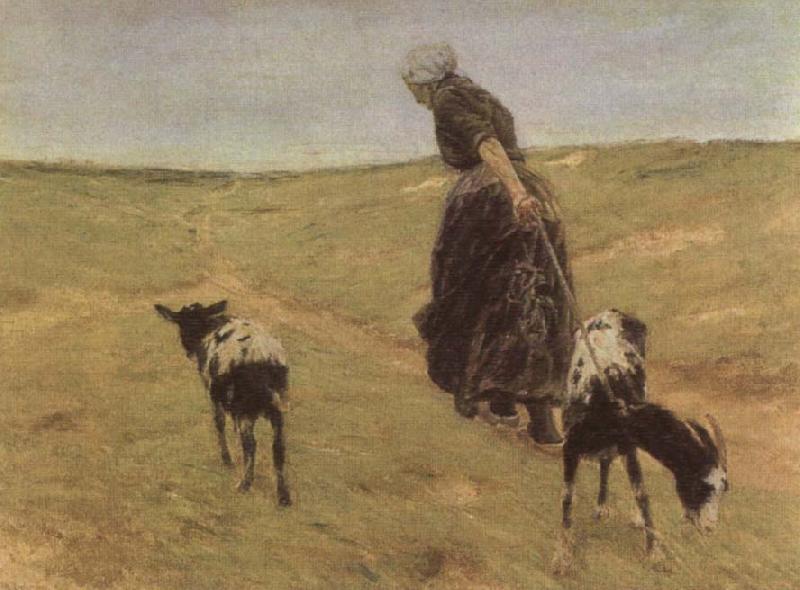 Max Liebermann Woman with Goats oil painting image